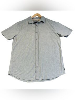 prAna Prana Pikeville Shirt Men's Large Slim Fit Gray Pinstripe Short Sleeve EUC